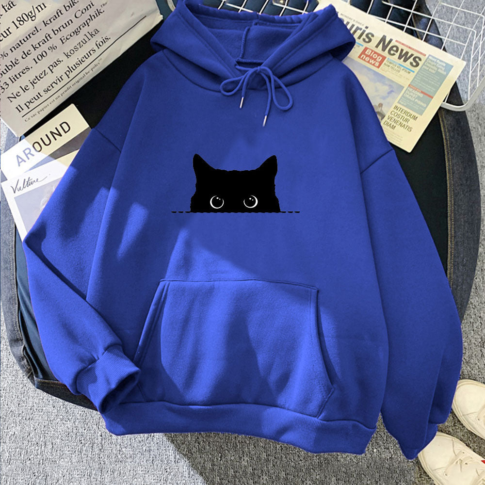 Geometrisches Katzenmuster Hoodie Damen