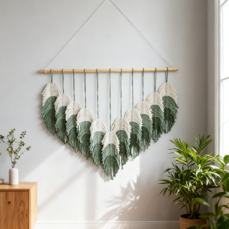 Wandbehang mit Blättern, handgewoben