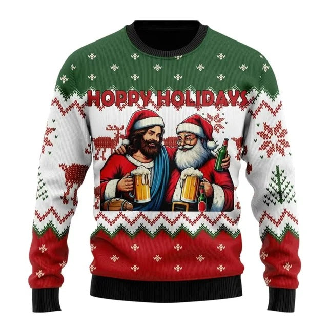 Herren Hoodie mit Santa- und Biermuster