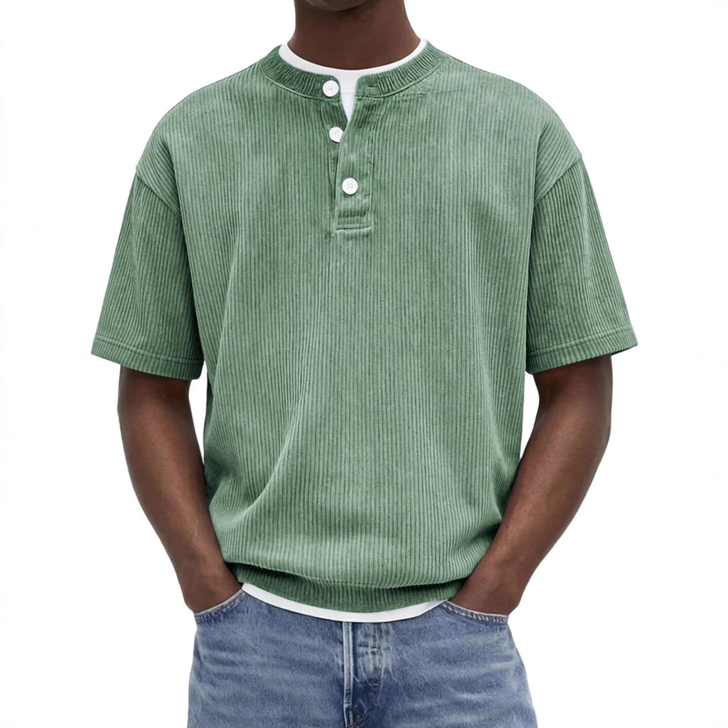 Herren-Strickshirt «Riviera» – Cord-Kurzarm