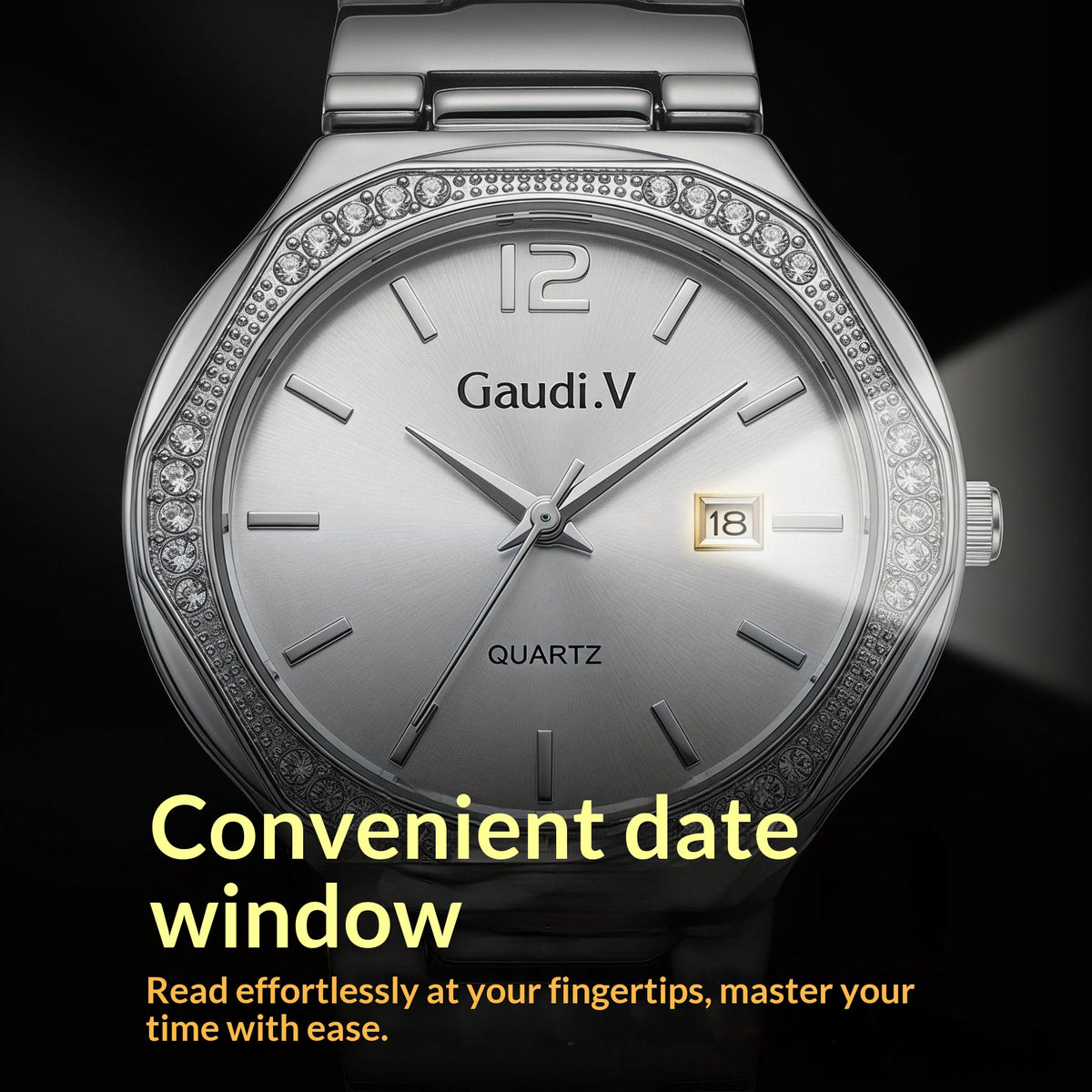Strassbesetzte Business-Quarz-Uhr – Bild 4 | LuxeStyle