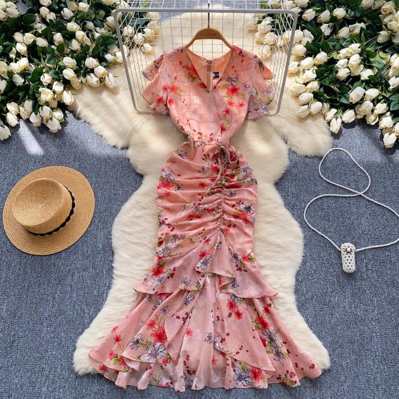Chiffon-Meerjungfrauenkleid mit Blumenmuster – Bild 4 | LuxeStyle