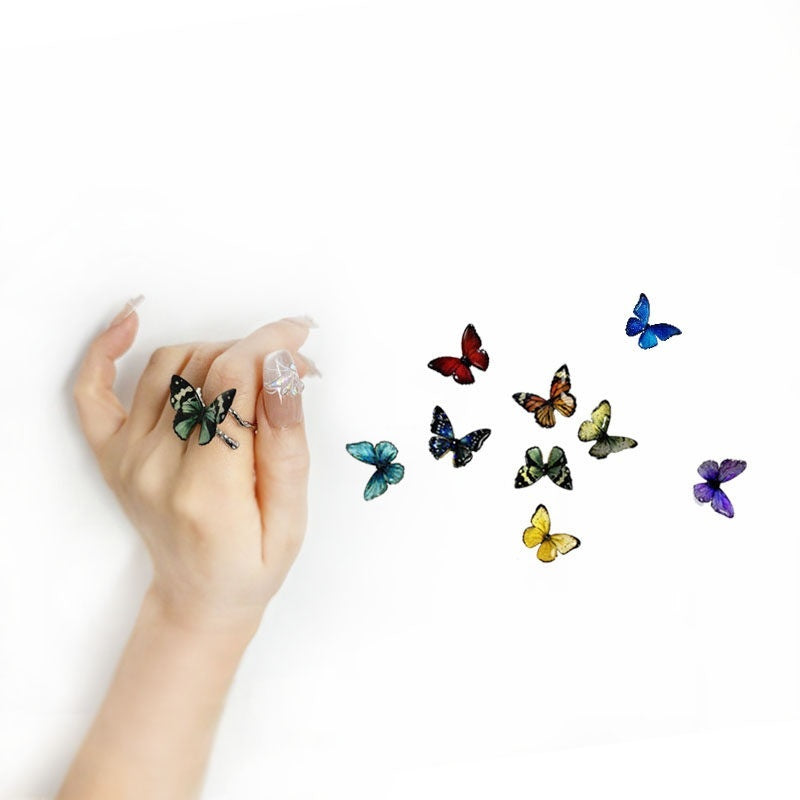 Verstellbarer offener Ring mit Schmetterling & Ranke