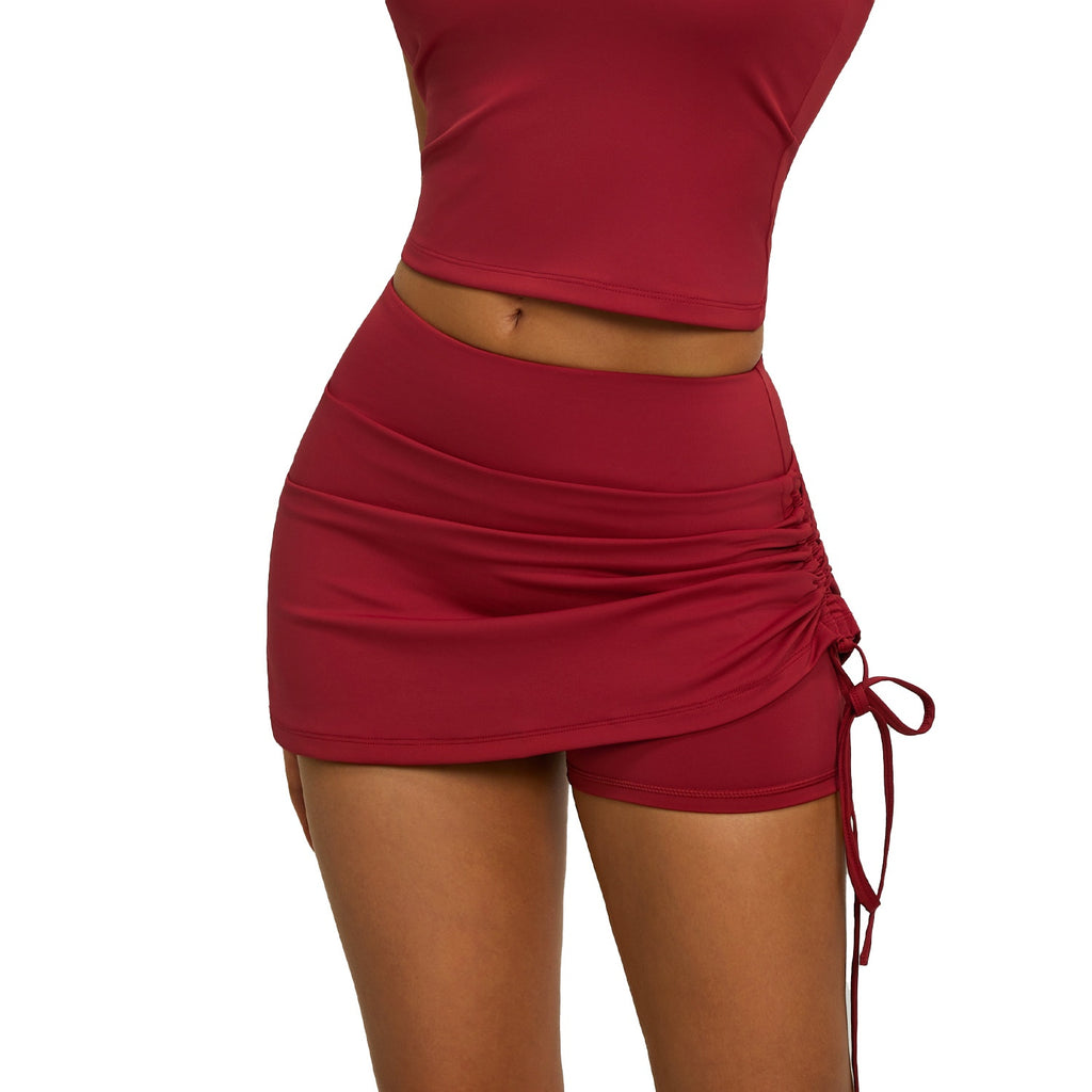 High-Waist geraffter Sportrock für Damen