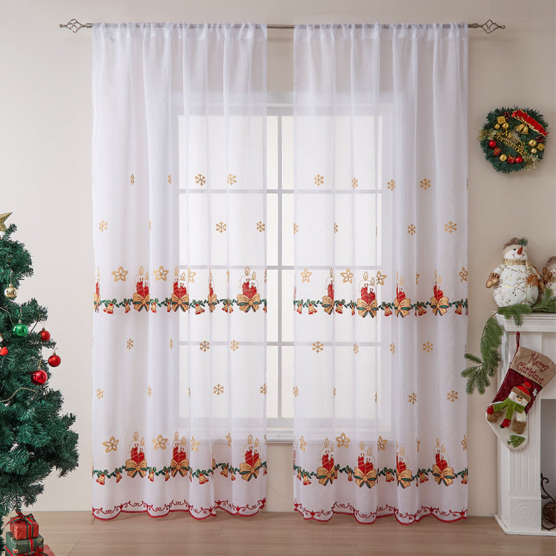 Weihnachtsvorhang mit Schneeflocken-Stickerei