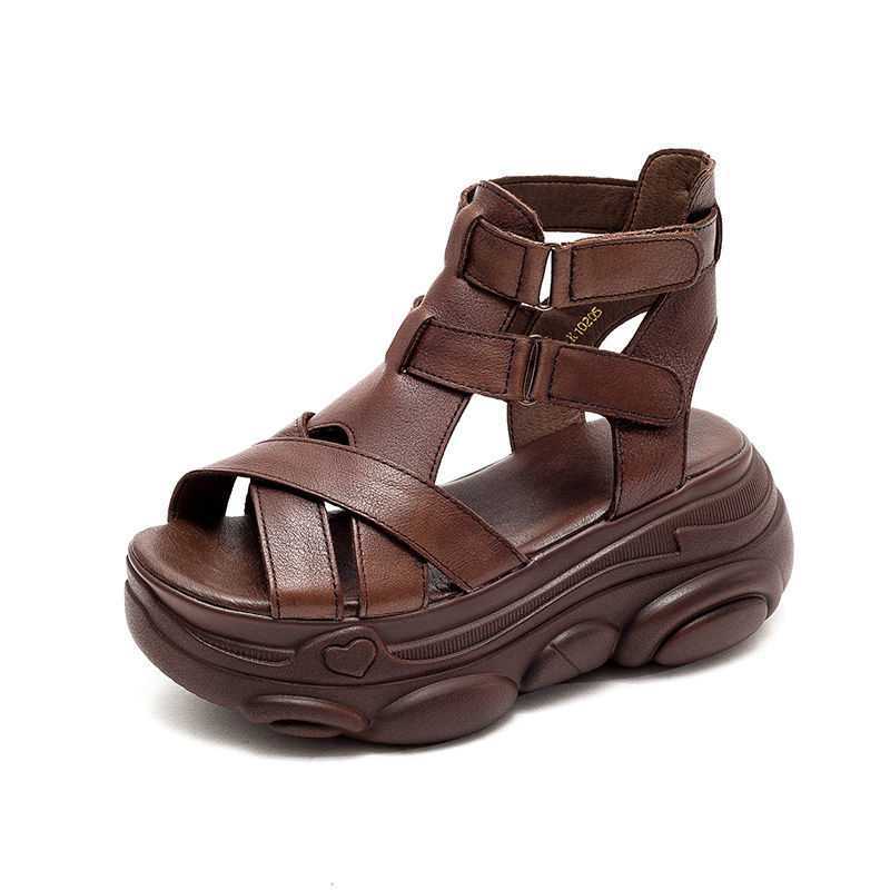 Retro-Sandalen mit hohem Absatz