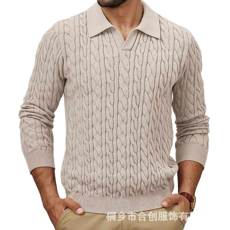 Herren Strickpullover mit Zopfmuster