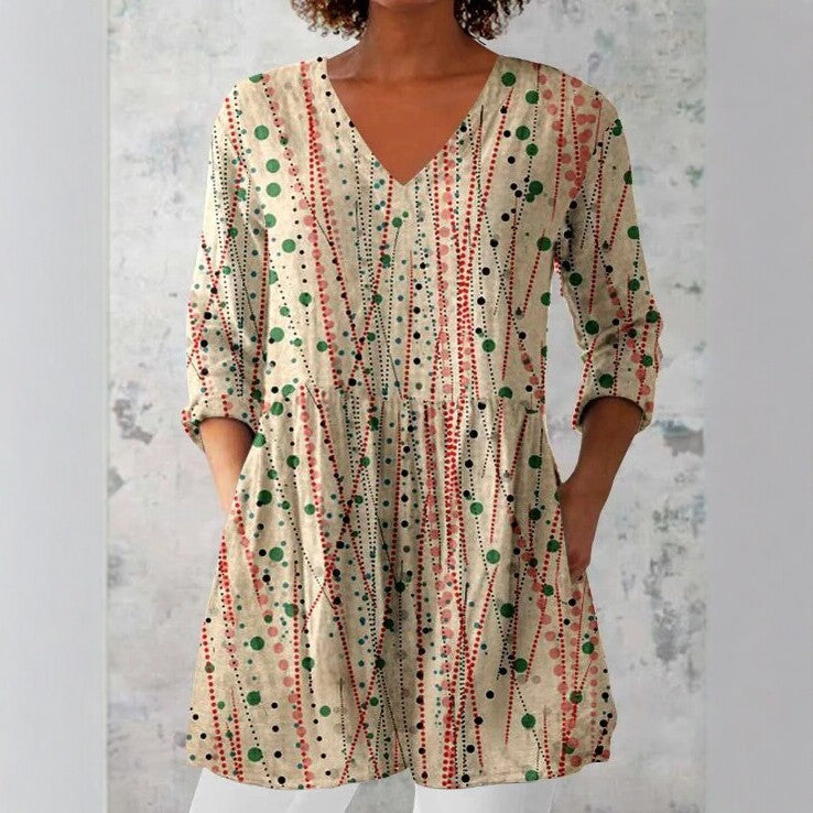 Blumen Midi-Kleid mit V-Ausschnitt – Bild 6 | LuxeStyle