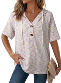 Waffle-Weave V-Neck Hoodie mit Knopfleiste