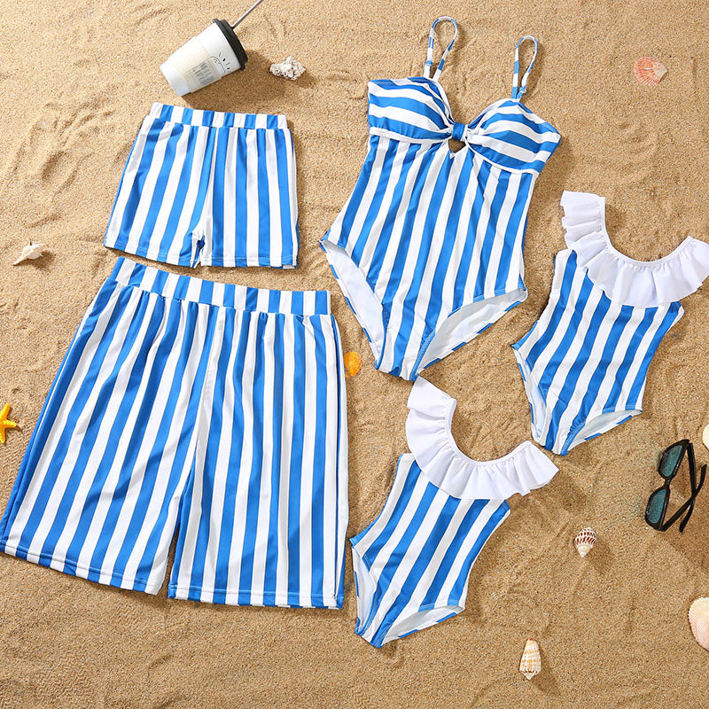 Partnerlook Bikini blau-weiss gestreift
