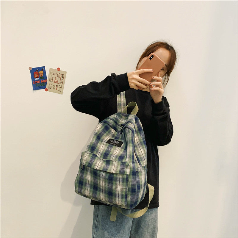 Koreanischer Plaid-Rucksack aus Canvas – Bild 5 | LuxeStyle
