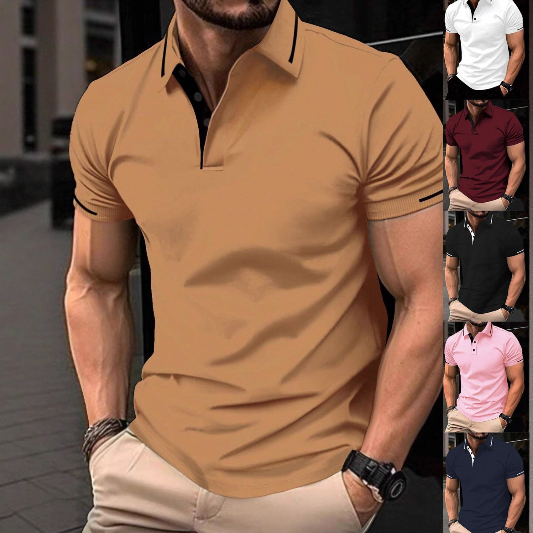Herren Sport-Casual T-Shirt mit Reverskragen