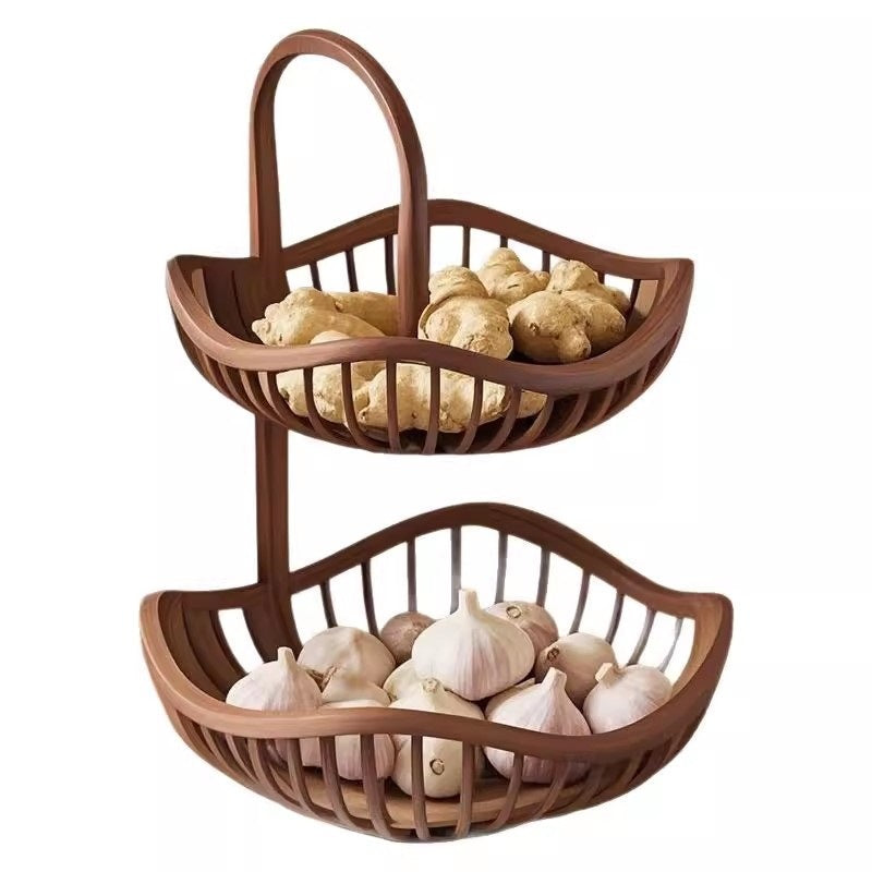 Doppelstöckiger Korb für Zwiebeln, Ingwer, Knoblauch