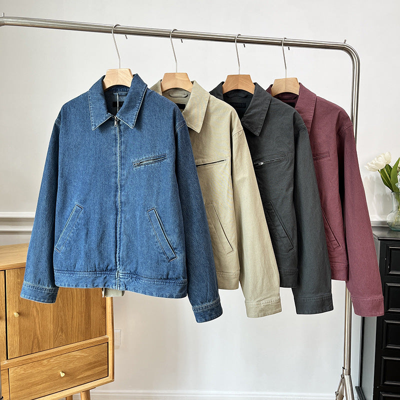Jeansjacke mit Umlegekragen