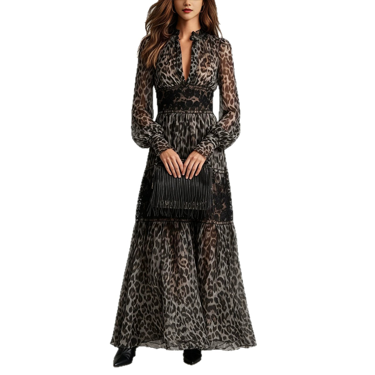 Damenkleid mit Leopardenmuster und Spitze – Bild 3 | LuxeStyle