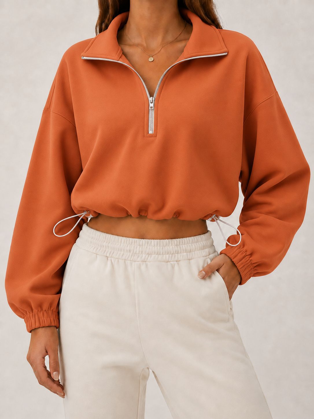 Loose-fit Langarm-Top mit Tunnelzug