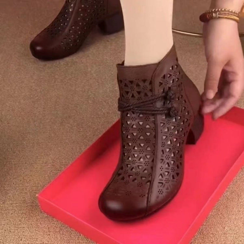Braune Sandalen mit Futter und Mid-Heel – Bild 6 | LuxeStyle