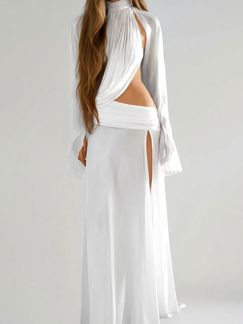 Elegantes Maxikleid mit Schlitz und Falten