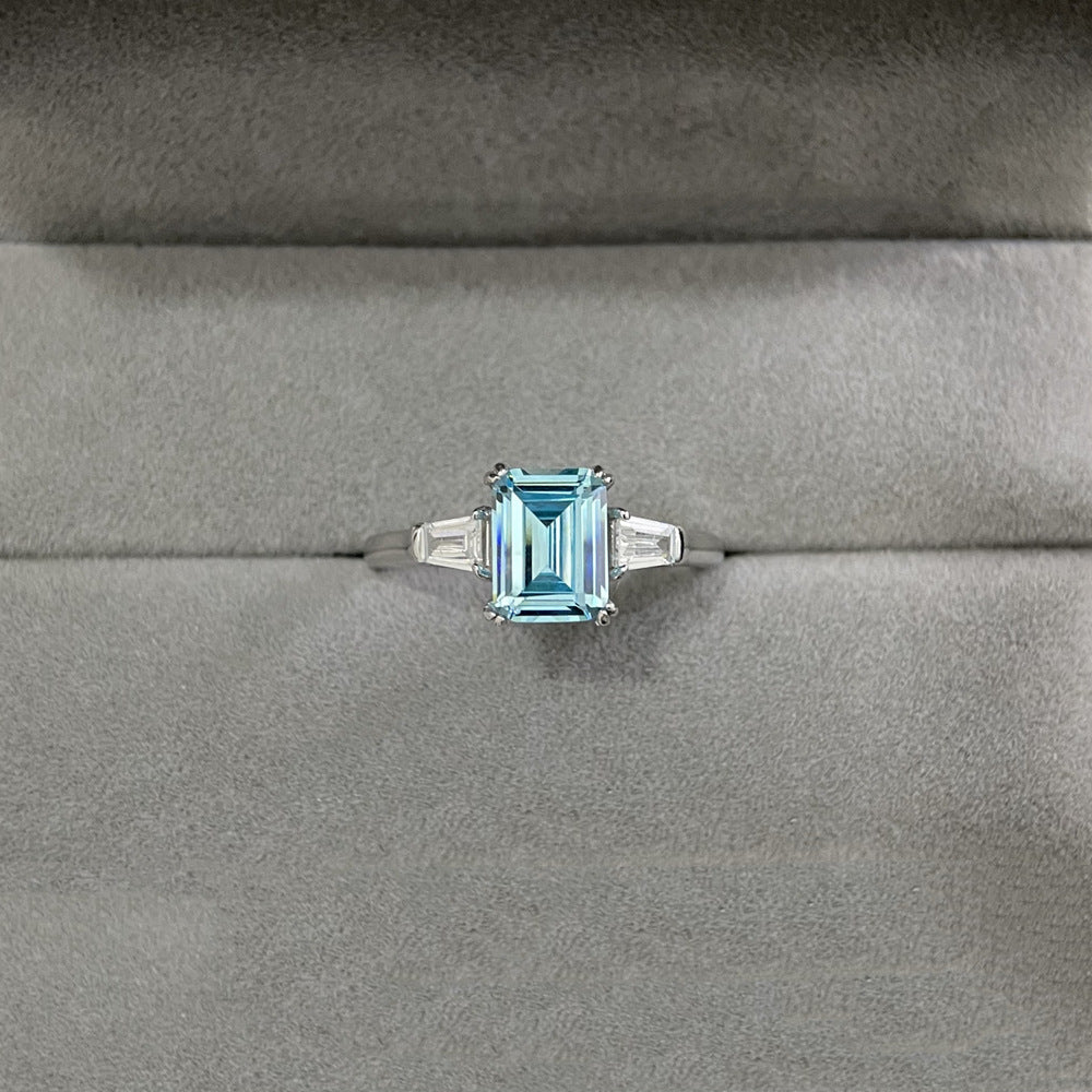 S925 Sterling Silber Aquamarin Würfel-Ring – Bild 3 | LuxeStyle