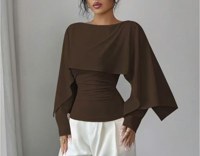 Elegantes Cape-Oberteil · Schalkragen