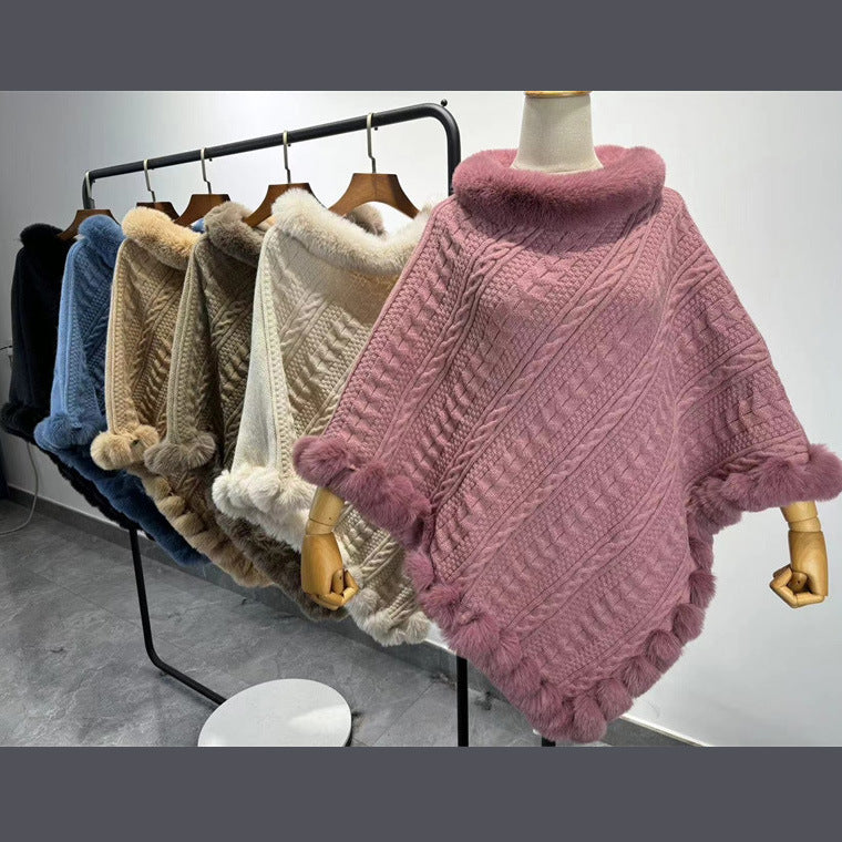 Poncho mit Pelzkragen | LuxeStyle