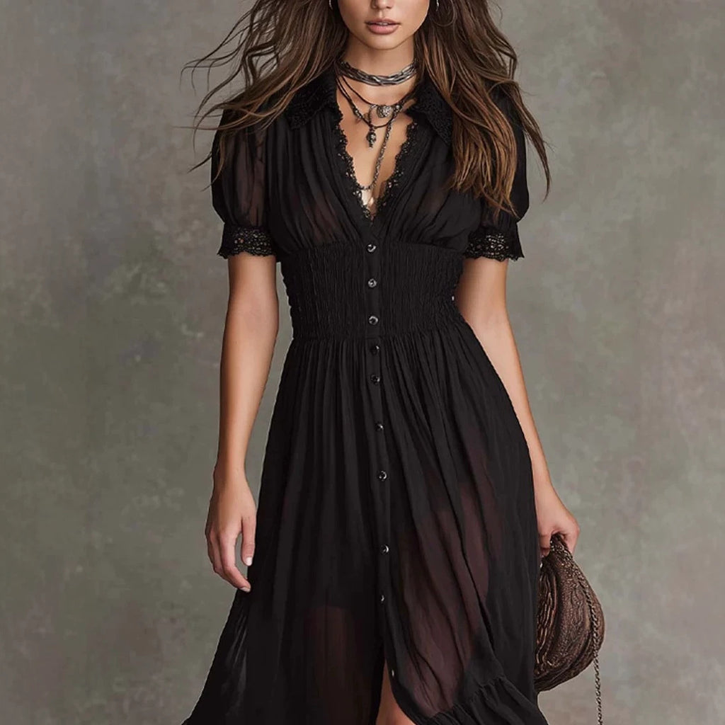 Elegante V-Neck Bluse & Maxi-Rock Set – Bild 6 | LuxeStyle