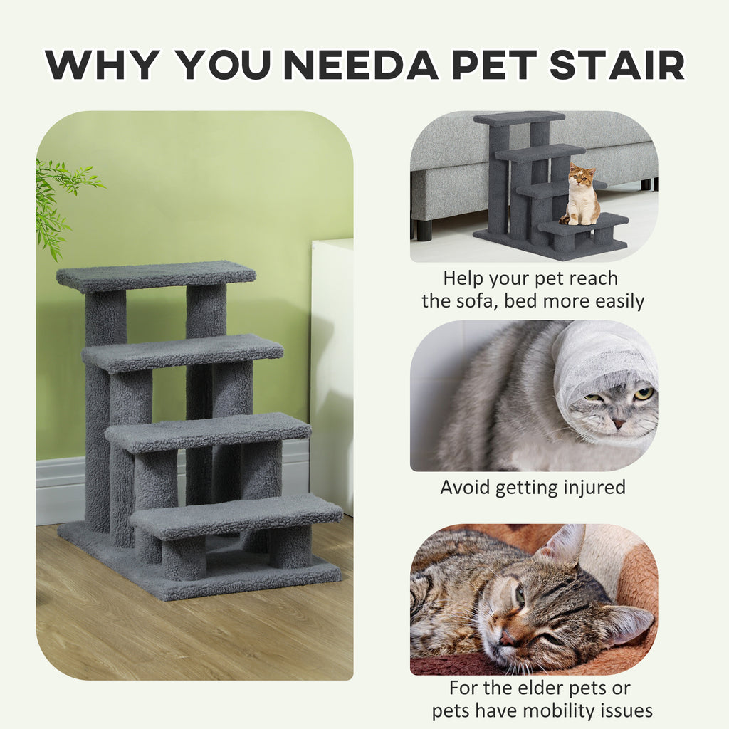 Kratzbaum-Treppe für Katzen, 4 Stufen, Grau