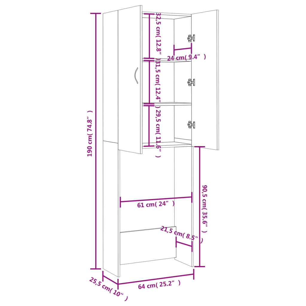 Waschmaschinen-Schrank 64x25