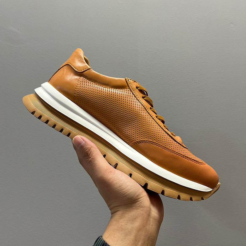 Atmungsaktive Leder-Sneaker mit Plateau für Herren | LuxeStyle