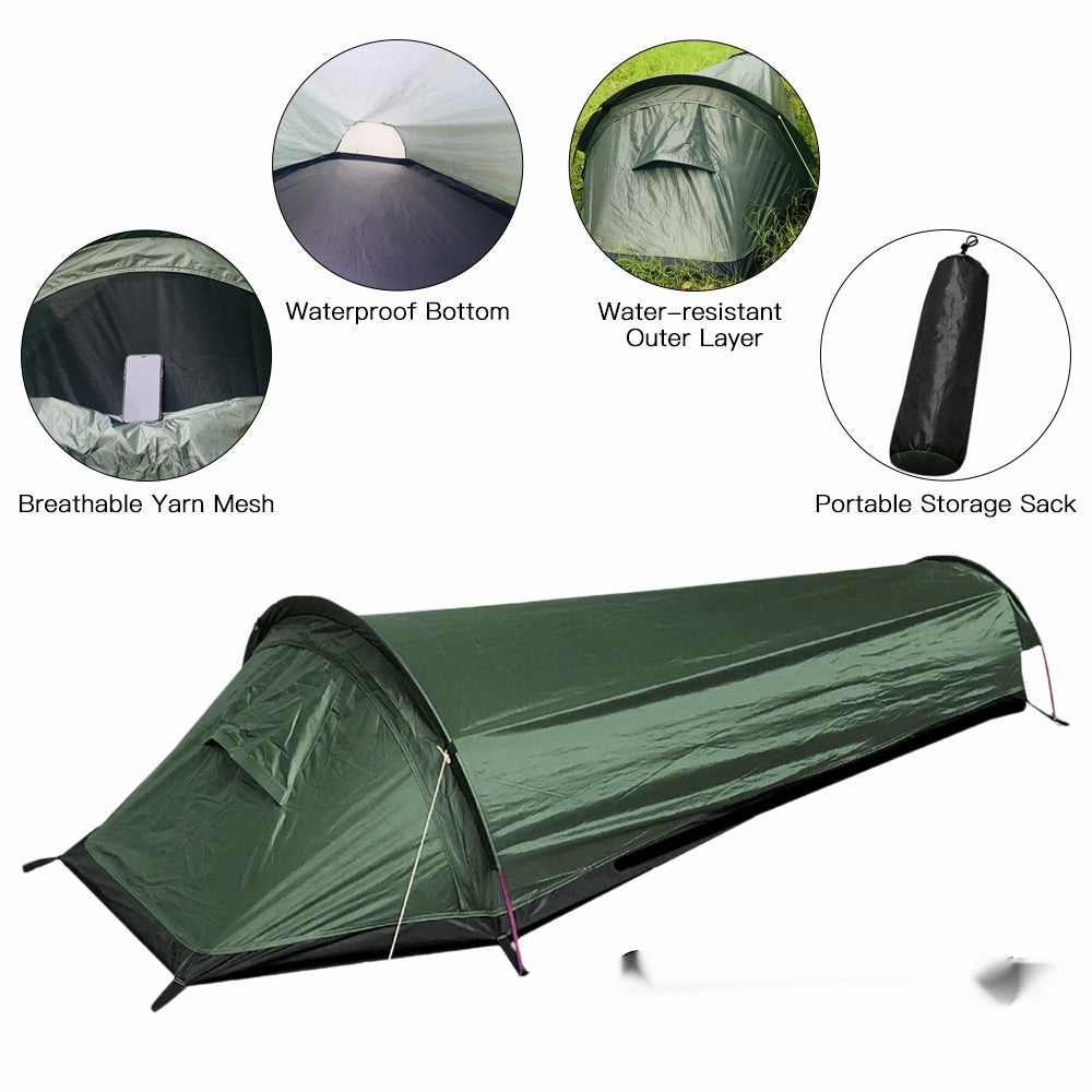 Einpersonenschlafsackzelt 4-Jahreszeiten, Army Green – Bild 3 | LuxeStyle