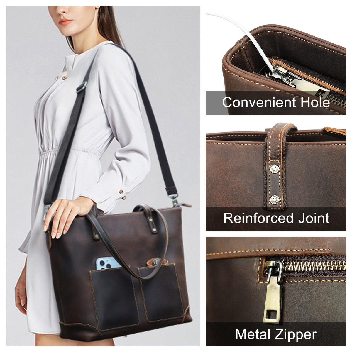 Grosses Retro Crossbody aus Echtleder – Bild 2 | LuxeStyle