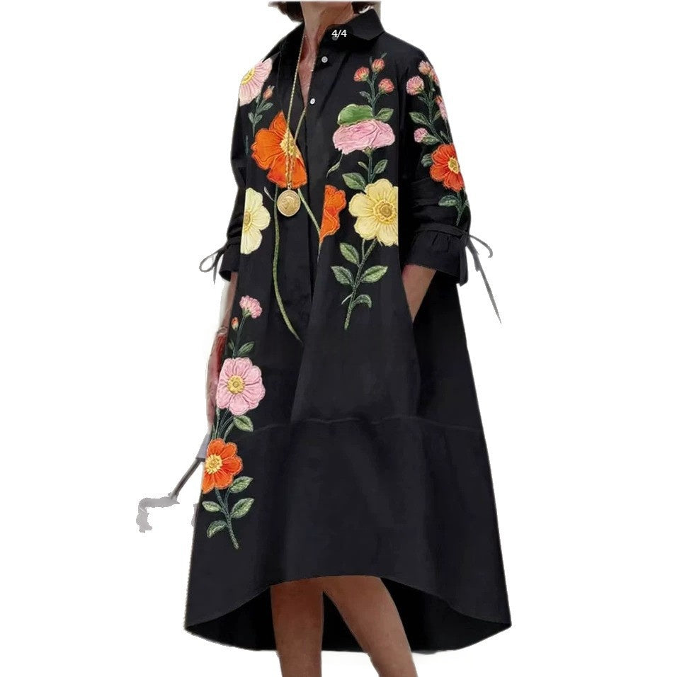 Bedrucktes Casual Hemdblusenkleid für Damen | LuxeStyle