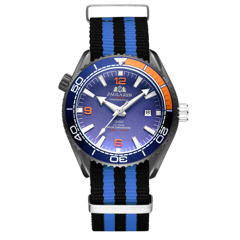 Automatische Herrenuhr mit Leuchtzeigern und Canvas-Armband