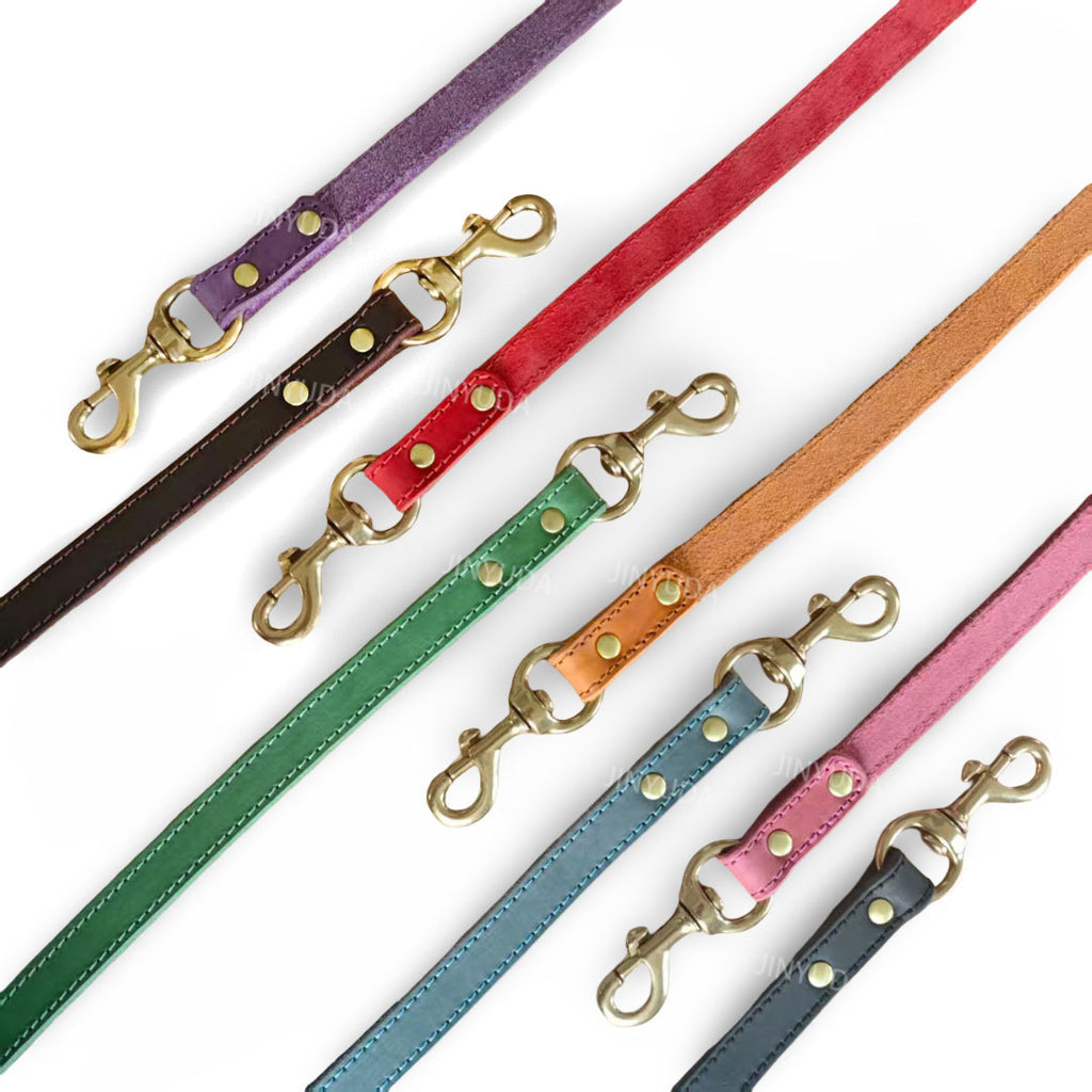 Hunde-Leine aus Vollleder mit Messing-Details