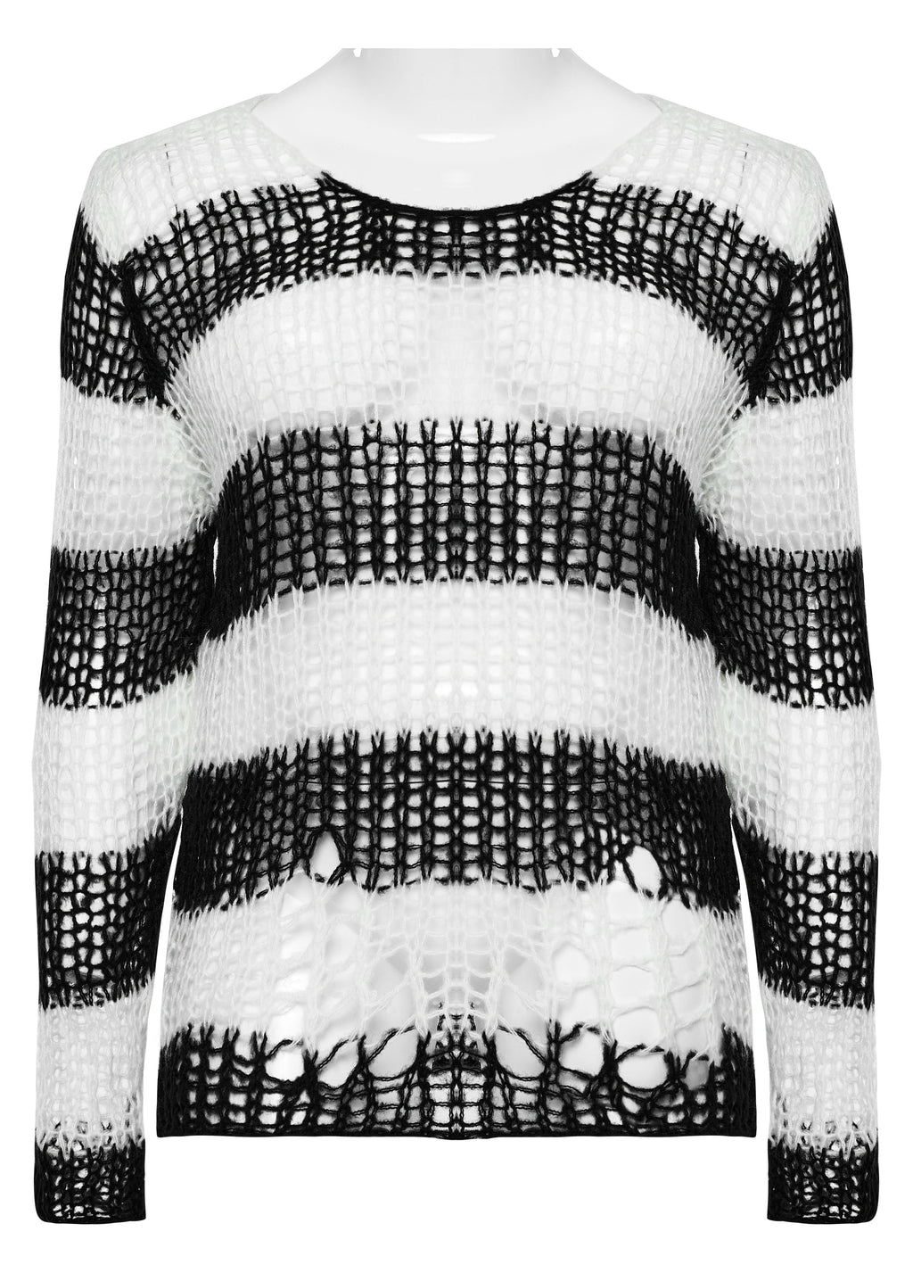 Gestreifter Strickpullover mit Cut-Outs