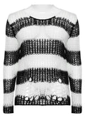Gestreifter Strickpullover mit Cut-Outs