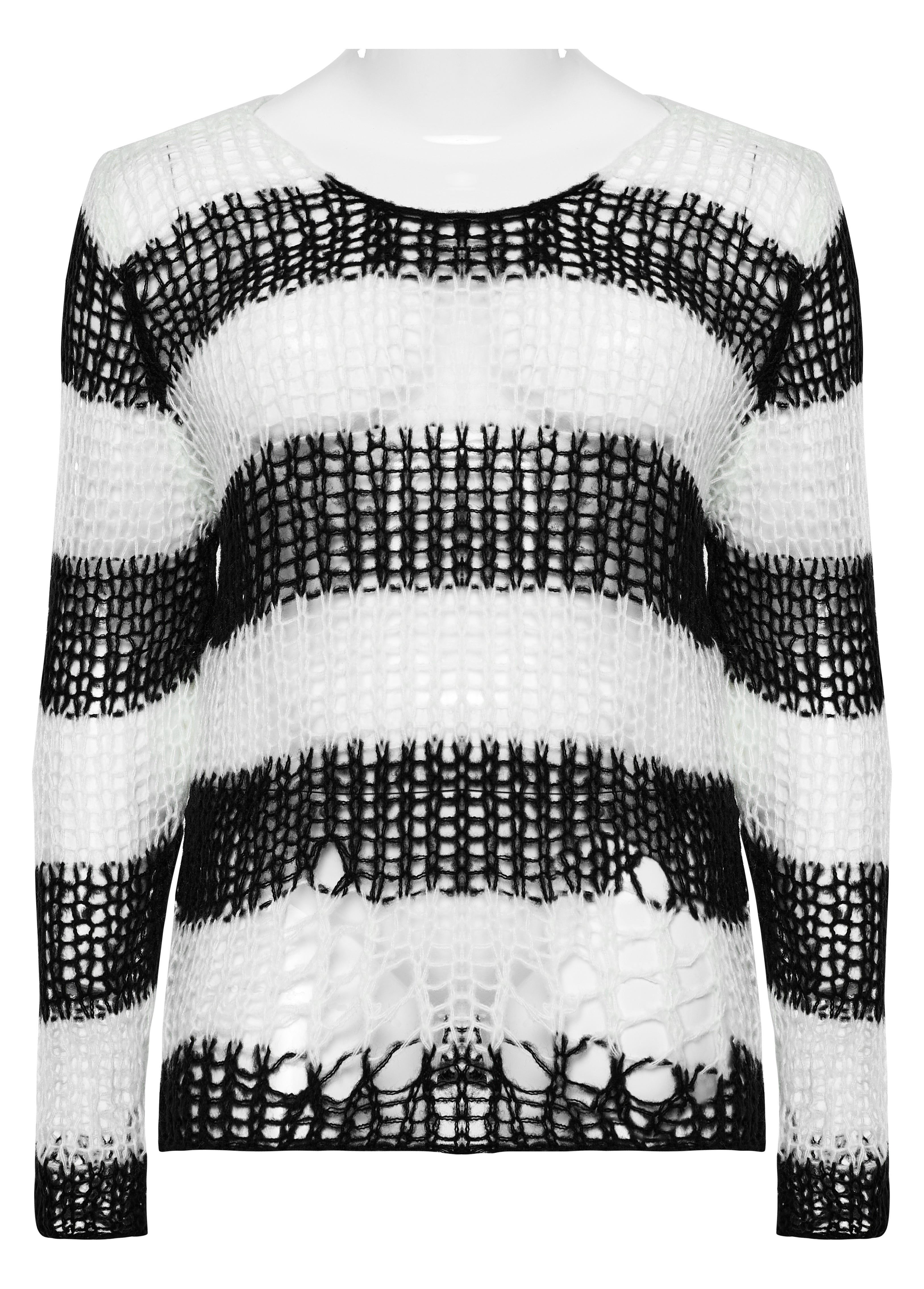 Gestreifter Strickpullover mit Cut-Outs
