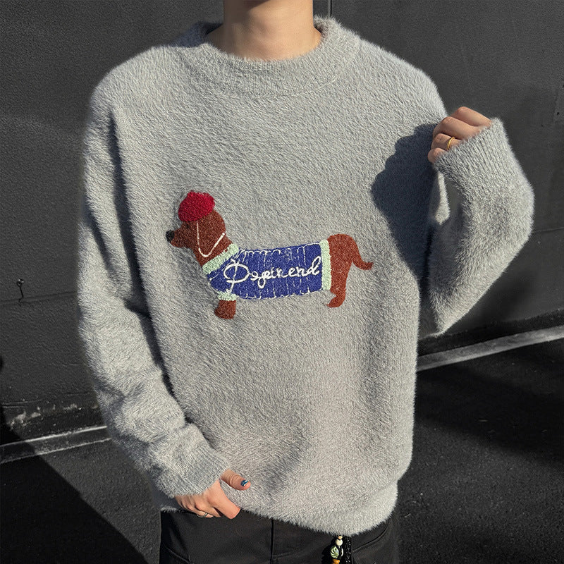 Freizeit-Pullover mit Dackel-Design