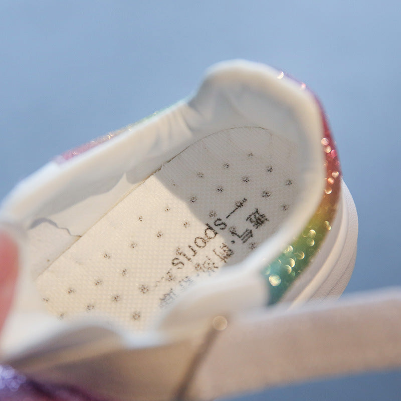 Kinder Soft-Sohlen Leder Freizeitschuhe mit Glitzer