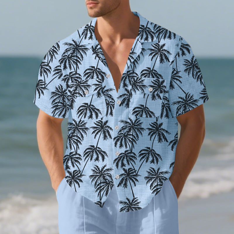 Strand-Kurzarmhemd für Herren mit Blumenmuster – Bild 9 | LuxeStyle