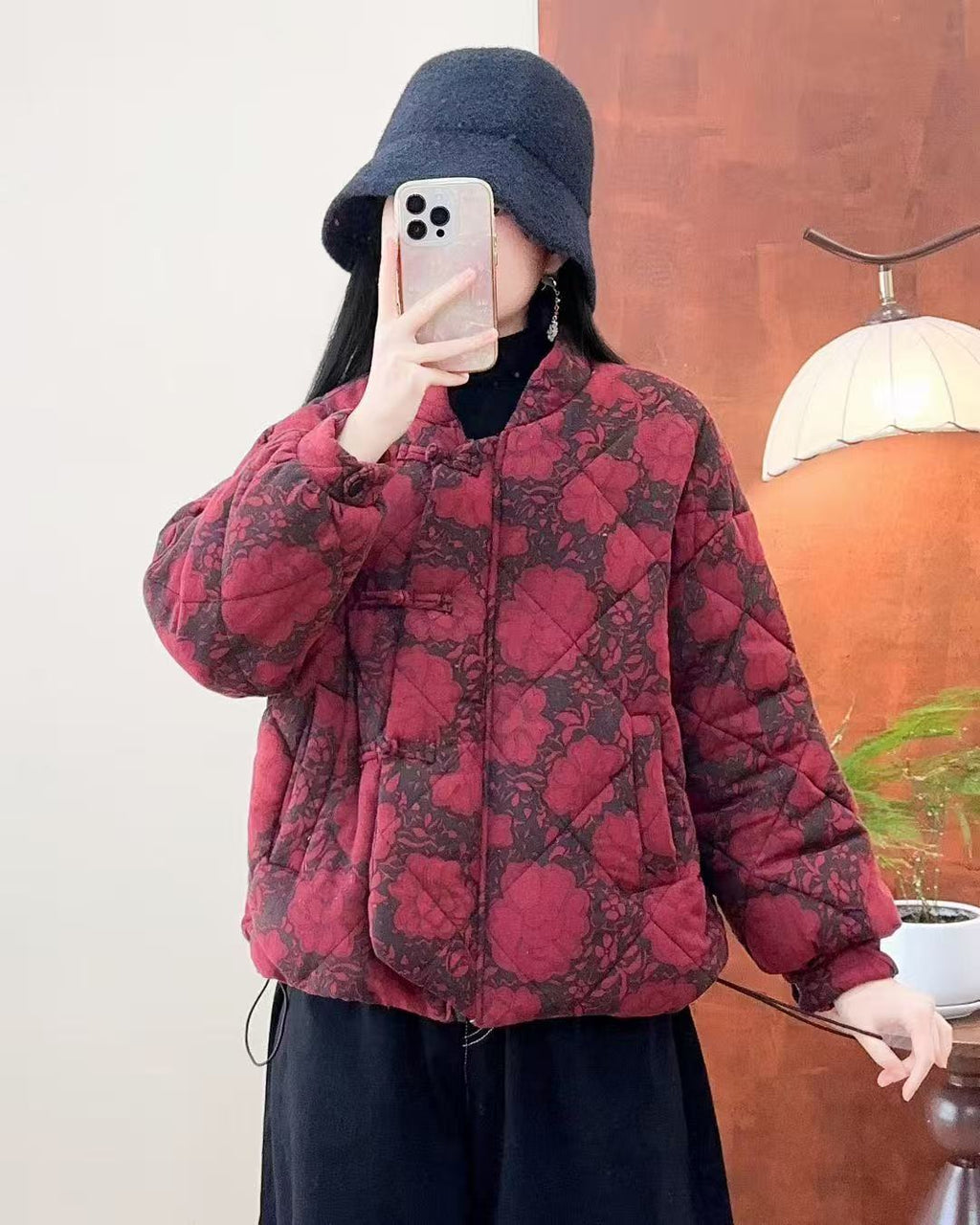 Muster-Standhalsjacke aus Baumwolle und Leinen – Bild 9 | LuxeStyle