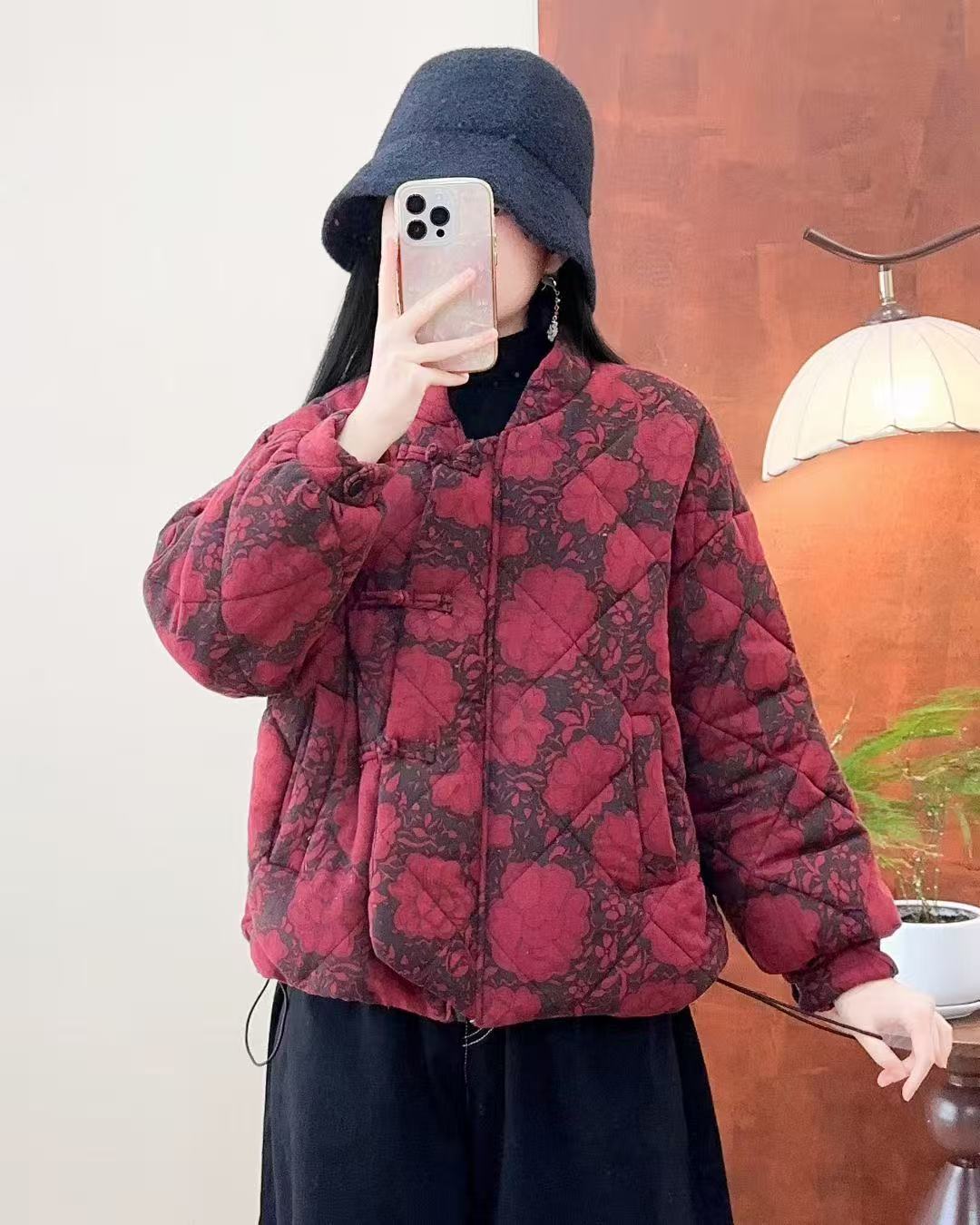 Muster-Standhalsjacke aus Baumwolle und Leinen – Bild 9 | LuxeStyle