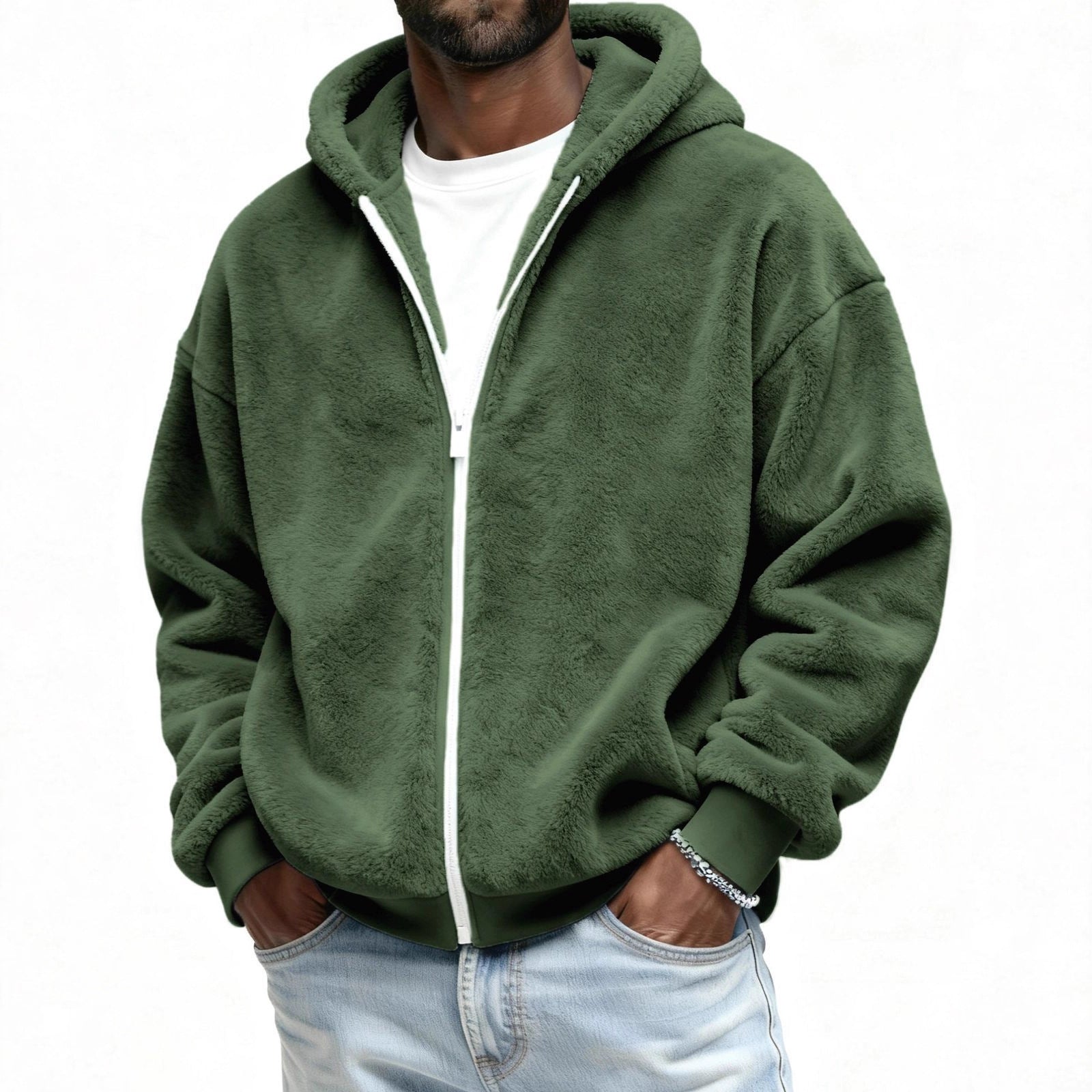 Wende-Fleecejacke mit Kapuze