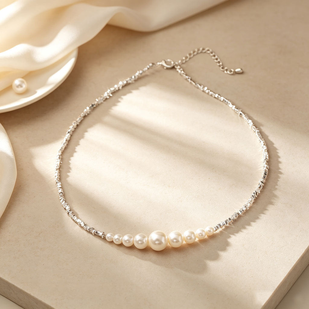 Silbernes Perlen-Armband · filigran
