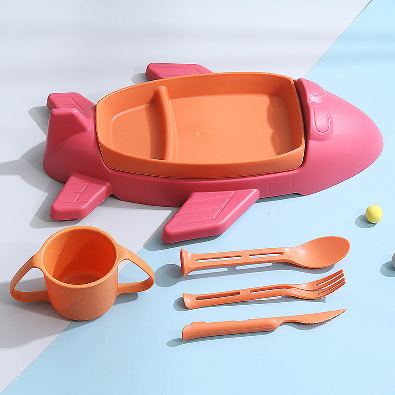 6-teiliges Kinder-Geschirr-Set in Flugzeug-Design