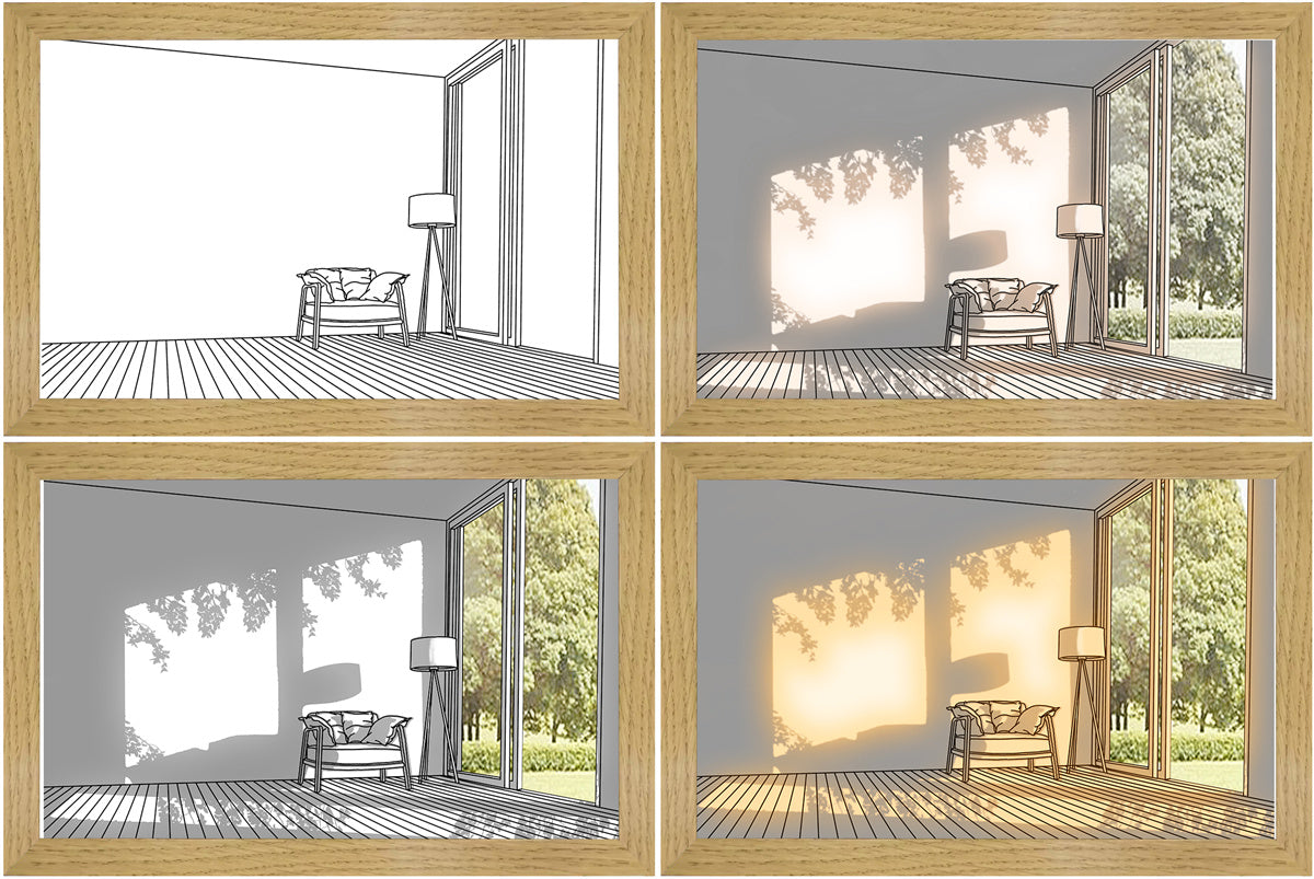 Beleuchtetes LED-Bild mit Sonnenschein-Effekt