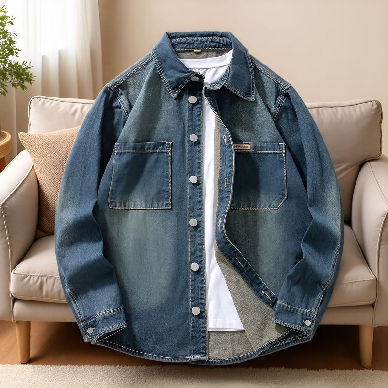 Herren Jeanshemd Langarm für Frühling und Herbst