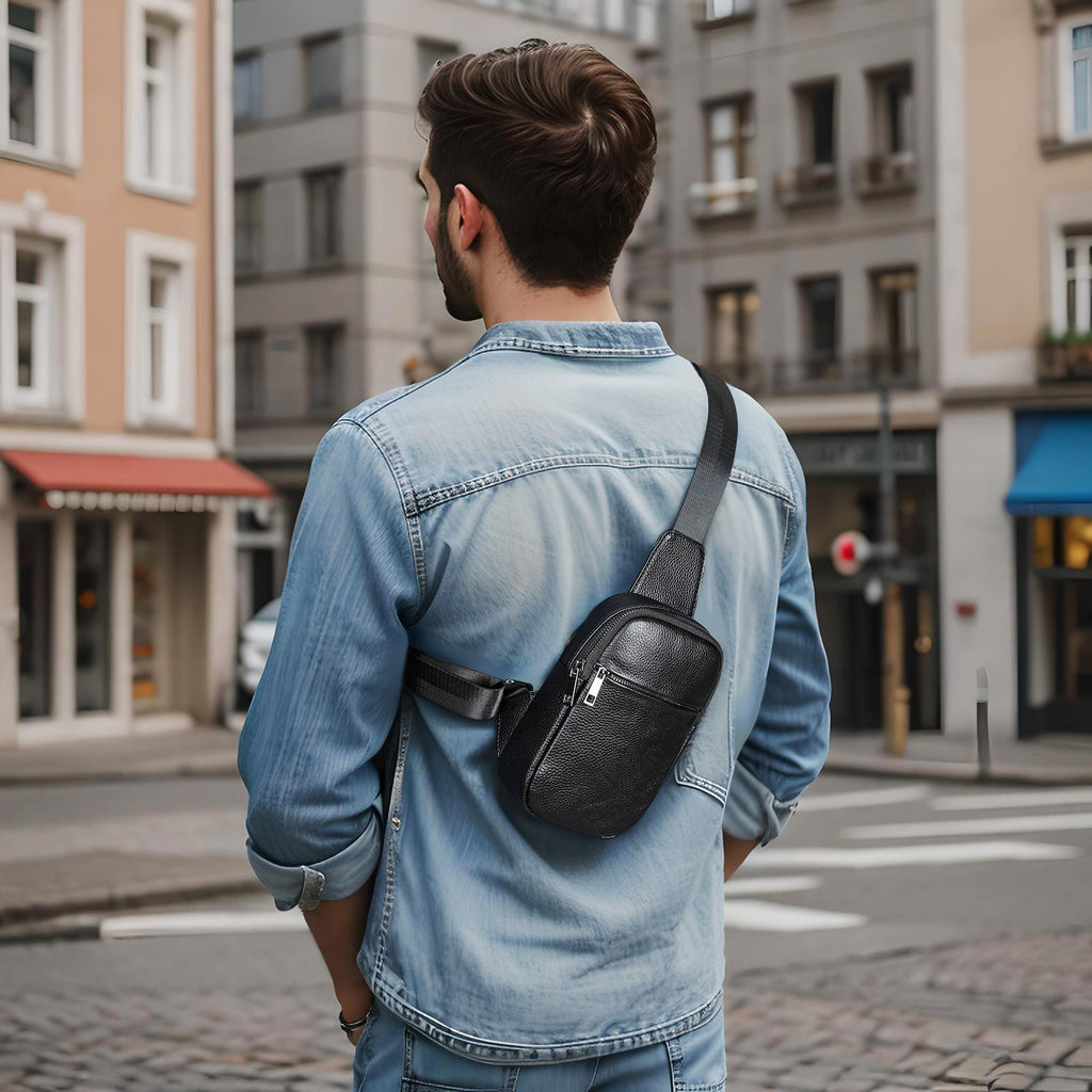 Lässige Leder-Brusttasche für Herren