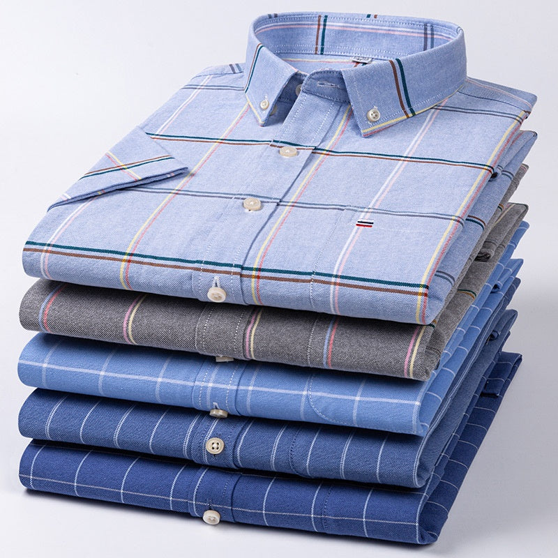 Herren Oxford Baumwollhemd Kurzarm