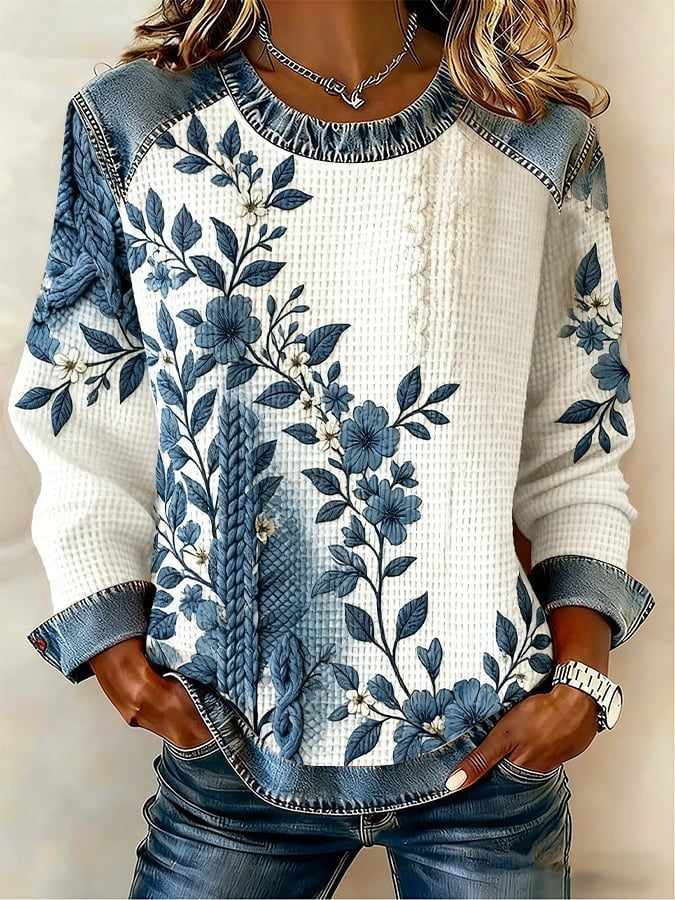 Retro-Pullover mit Druckmotiv